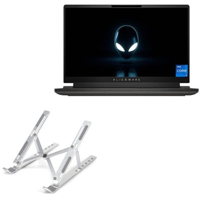 BoxWave Stand and Mount Compatible with Dell Alienware m15 R7 - Compact QuickSwitch Stand, Portable Multi Angle Viewing Foldable Riser - Metallic Silver