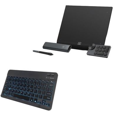 BoxWave Keyboard Compatible with XP-Pen Deco Pro (Gen 2) - SlimKeys Bluetooth Keyboard - with Backlight, Portable Slim LED 7 Colors - Jet Black