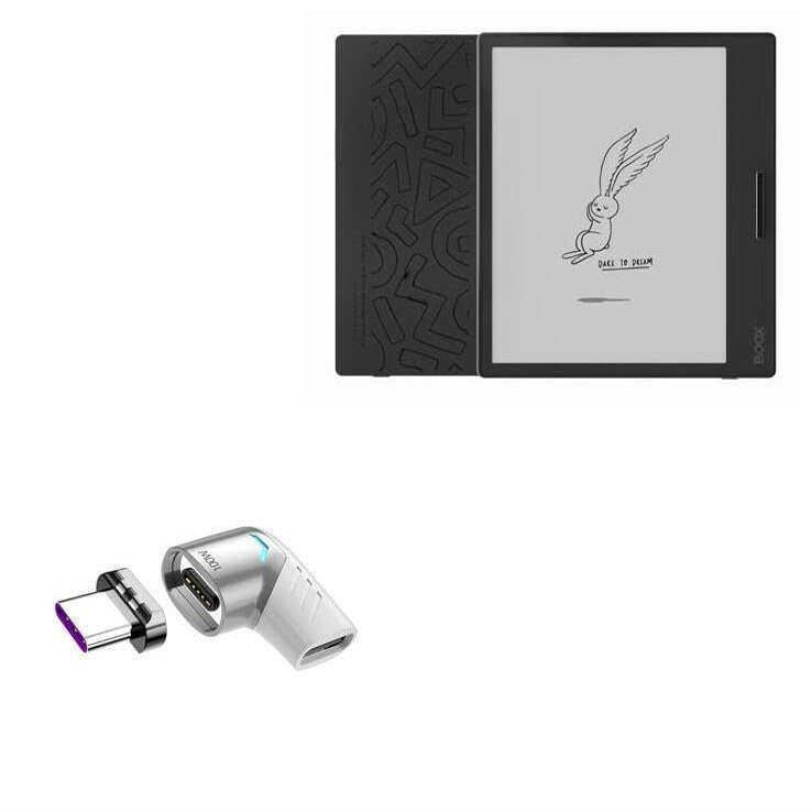 BoxWave Adapter Compatible with Onyx BOOX Page - MagnetoSnap PD Angle Adapter, Magnetic Charging Connector Device Saver - Metallic Silver