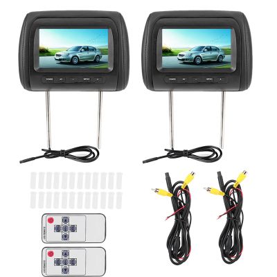 Aramox Universal Control Headrest Video Player Adjustable Black MP5 Display Comfortable Car Ride 7-Inch 2pcs