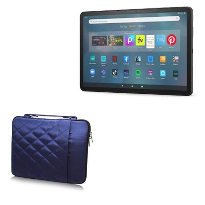 BoxWave Case Compatible with Amazon Fire Max 11 (2023, 13th Gen) - Quilted Carrying Bag, Soft Synthetic Leather Cover w/Diamond Design - Navy