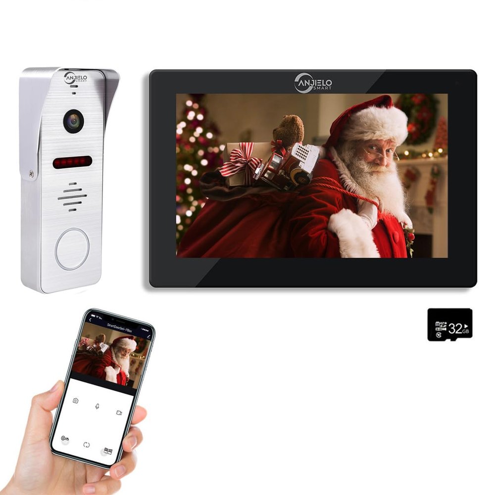 Wireless Video Doorbell Apartment Intercom with 1080P Video Entry Doorphone Door Camera (Wired),7 Inch Touch Monitor System,TUYA WiFi Smart Home Video Intercom Door Phone Kits for Villa Home