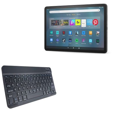BoxWave Keyboard Compatible with Amazon Fire Max 11 (2023, 13th Gen) - SlimKeys Bluetooth Keyboard, Portable Thin with Chiclet-Style Keys - Jet Black
