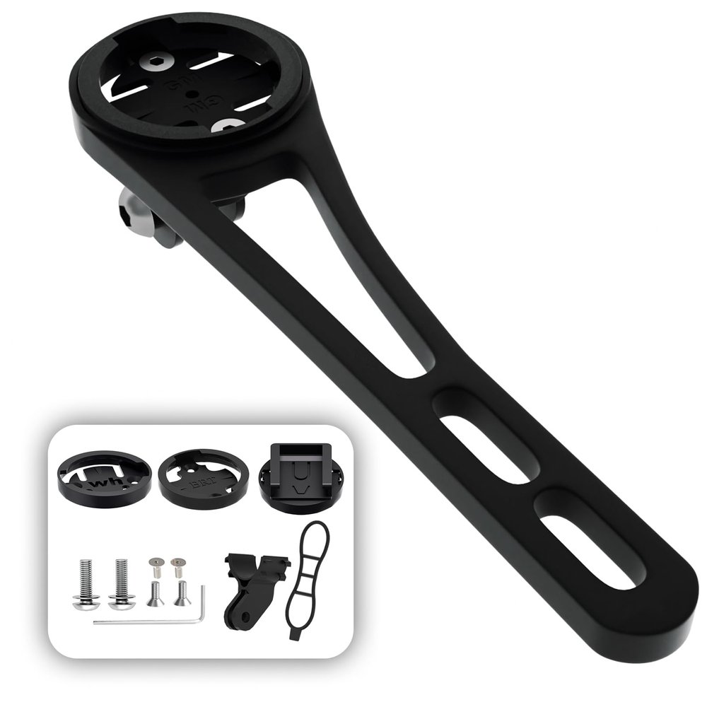 YaderJove Out Front Aluminium Alloy Cycling Computer Mount for Garmin Road Bike Integrated Handlebars, Compatible With Garmin GPS & GoPro Full Range