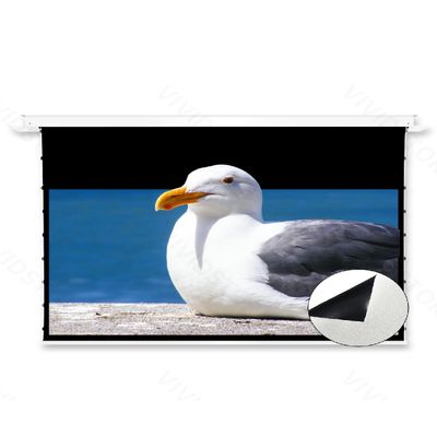 VIVIDSTORM Since 2004-72" Phantom Recessed in-Ceiling Motorized Tension White Cinema Projector Screen for Normal Projector,Tab-tensioned Drop Down Screen,Movie Theater Projector Screen,VPCLW72H