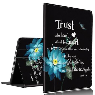 Case for iPad 9th/8th/7th Gen 2021/2020/2019 iPad 10.2 Inch Also Fit iPad Air 3th Gen 2019/iPad Pro 10.5 inch 2017Standing Cover Case with Auto Sleep/WakeBlue Lotus Flower Dragonfly