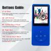 64GB MP3 Player with Speaker Earphones Portable Music Player for Kids Support Voice Recording Picture Video E-Book, Blue view 2