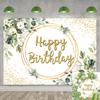 Greenery Happy Birthday Backdrop Green Succulent and Gold Eucalyptus Green Leaves Photography Background Jungle Boys Girl Women Baby Shower Birthday Party Decor Banner (5x3FT(60x36 inch)) view 1