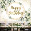 Greenery Happy Birthday Backdrop Green Succulent and Gold Eucalyptus Green Leaves Photography Background Jungle Boys Girl Women Baby Shower Birthday Party Decor Banner (5x3FT(60x36 inch)) view 2