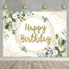 Greenery Happy Birthday Backdrop Green Succulent and Gold Eucalyptus Green Leaves Photography Background Jungle Boys Girl Women Baby Shower Birthday Party Decor Banner (5x3FT(60x36 inch)) view 3