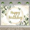 Greenery Happy Birthday Backdrop Green Succulent and Gold Eucalyptus Green Leaves Photography Background Jungle Boys Girl Women Baby Shower Birthday Party Decor Banner (5x3FT(60x36 inch)) view 4