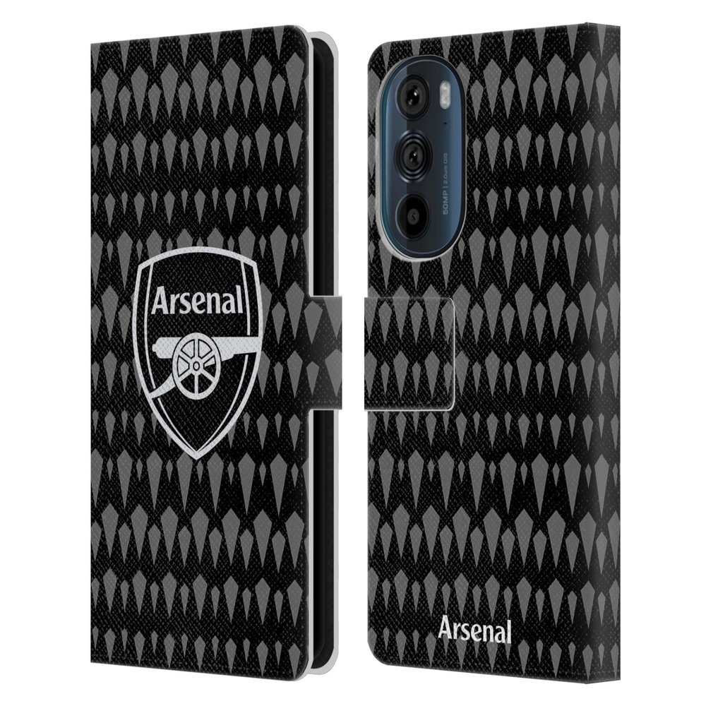 Head Case Designs Officially Licensed Arsenal FC Home Goalkeeper 2023/24 Crest Kit Leather Wallet Case Compatible with Motorola Edge 30
