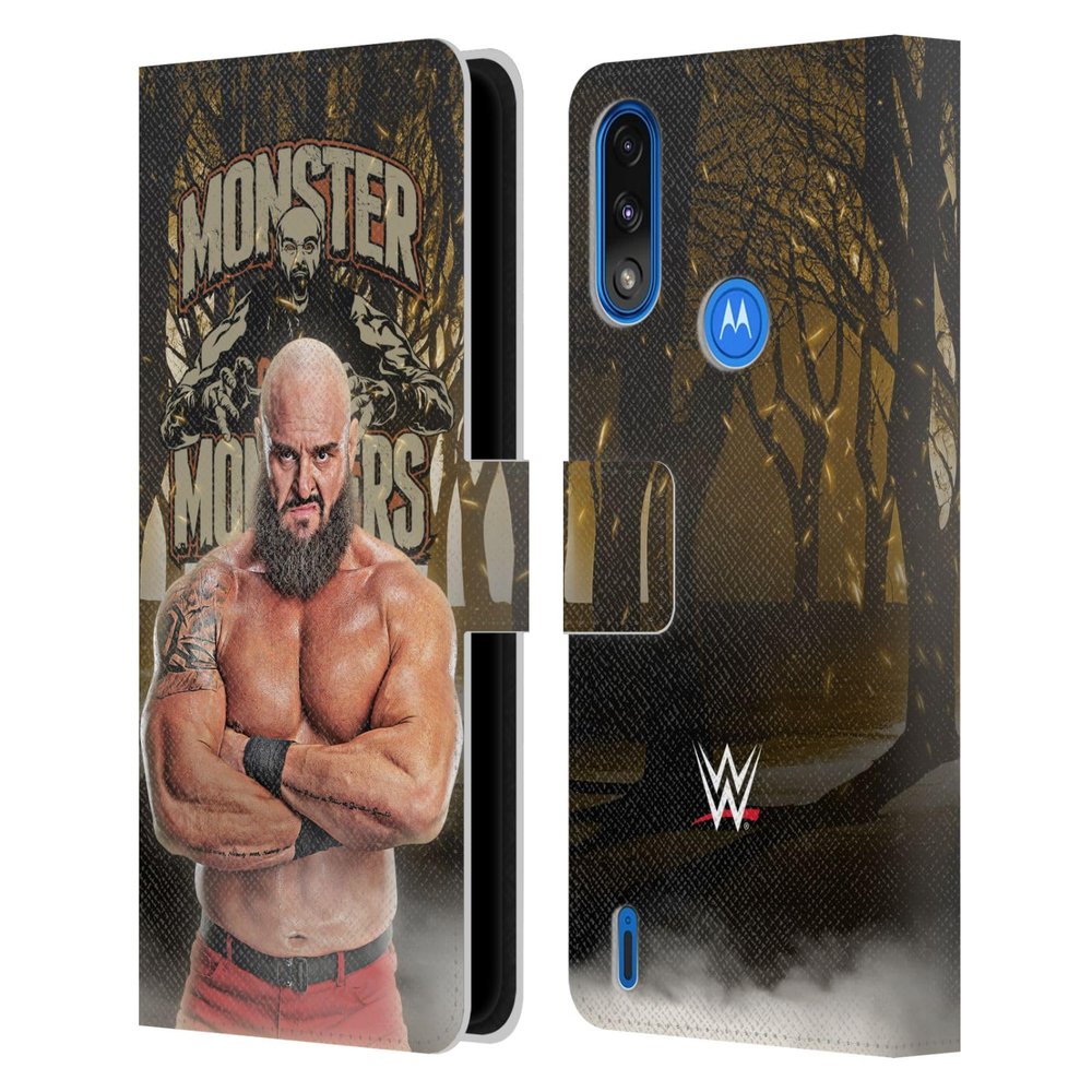 Head Case Designs Officially Licensed WWE Portrait Braun Strowman Leather Book Wallet Case Cover Compatible with Moto E7 Power/Moto E7i Power