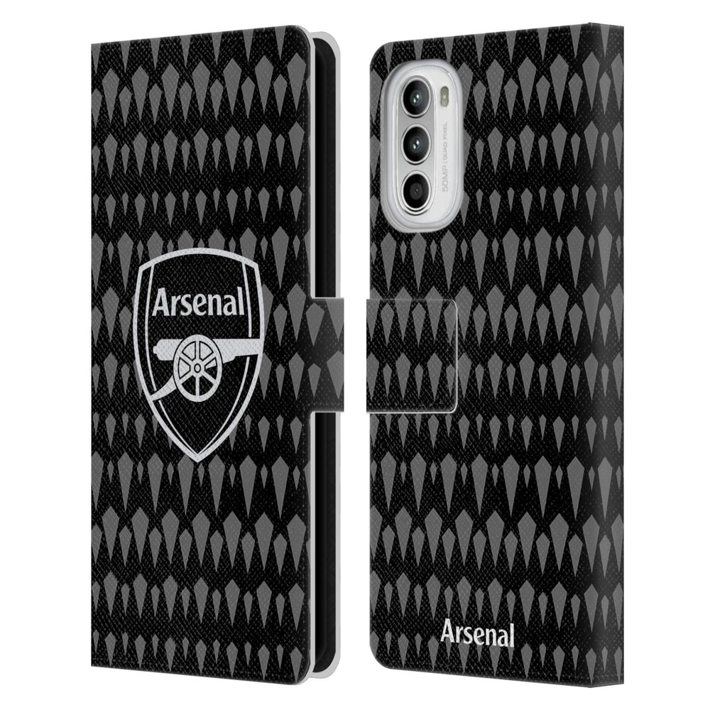 Head Case Designs Officially Licensed Arsenal FC Home Goalkeeper 2023/24 Crest Kit Leather Wallet Case Compatible with Motorola Moto G52