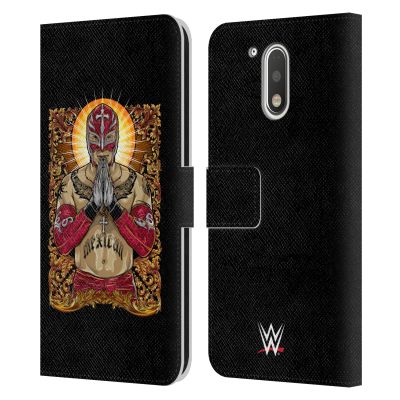Head Case Designs Officially Licensed WWE Glow Rey Mysterio Leather Book Wallet Case Cover Compatible with Motorola Moto G41