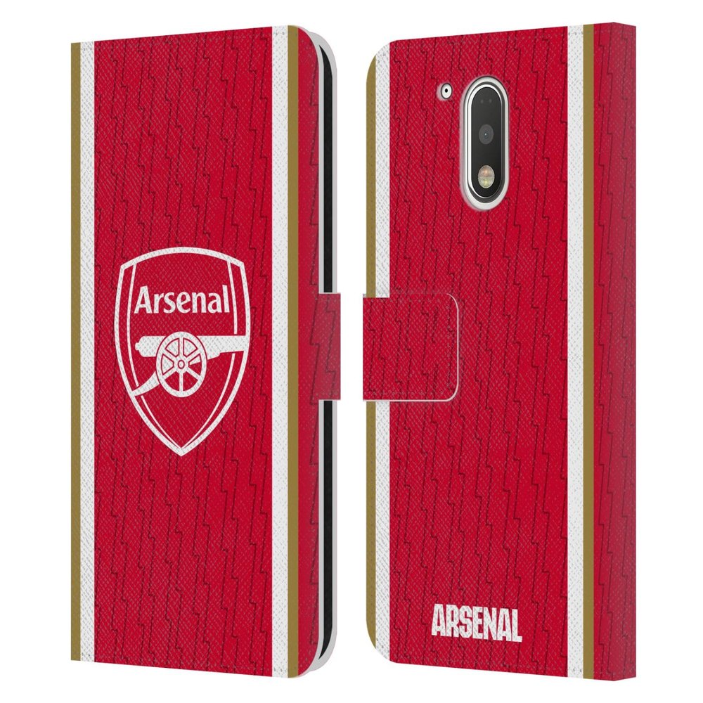 Head Case Designs Officially Licensed Arsenal FC Home 2023/24 Crest Kit Leather Wallet Case Compatible with Motorola Moto G41