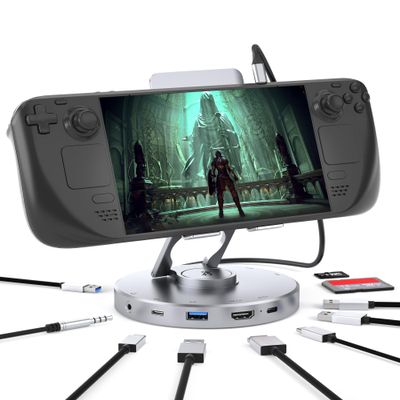 Docking Station for Steam Deck ROG Ally - 10 in 1 Stream Deck Dock with HDMI 2.0 4K@60Hz, SD/TF, 3.5mm Audio, PD 100W, 3 USB-A 3.0 and Full Speed Charging USB-C Port Compatible with Valve Steam Deck
