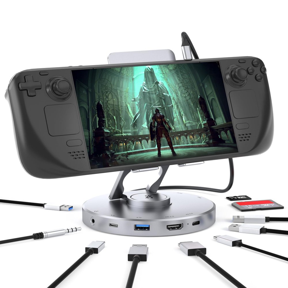 Docking Station for Steam Deck ROG Ally - 10 in 1 Stream Deck Dock with HDMI 2.0 4K@60Hz, SD/TF, 3.5mm Audio, PD 100W, 3 USB-A 3.0 and Full Speed Charging USB-C Port Compatible with Valve Steam Deck
