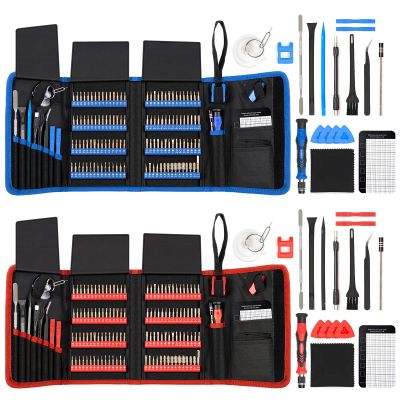 142-Piece Electronics Precision Screwdriver with 120 Bits Magnetic Repair Tool Kit for iPhone, MacBook, Computer, Laptop, PC, Tablet, PS4, Xbox, Nintendo, Console Blue&Red