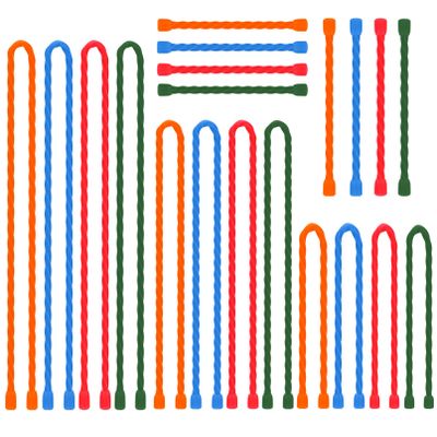 20 PCS Silicone Cable Ties Reusable Twist Ties Steel-Core Cable Tie Straps for Organizing Bundling and Holding All Purpose Bendable Cord Tie for Indoor and Outdoor 4 6 12 18 24 inch (4 Colors)