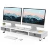 Fenge Dual Monitor Stand with 2 Drawers, 42.5 Inches Large Computer Riser for Desk, Adjustable Height Desk Shelf with Storage for Laptop, PC, TV, Printer view 1
