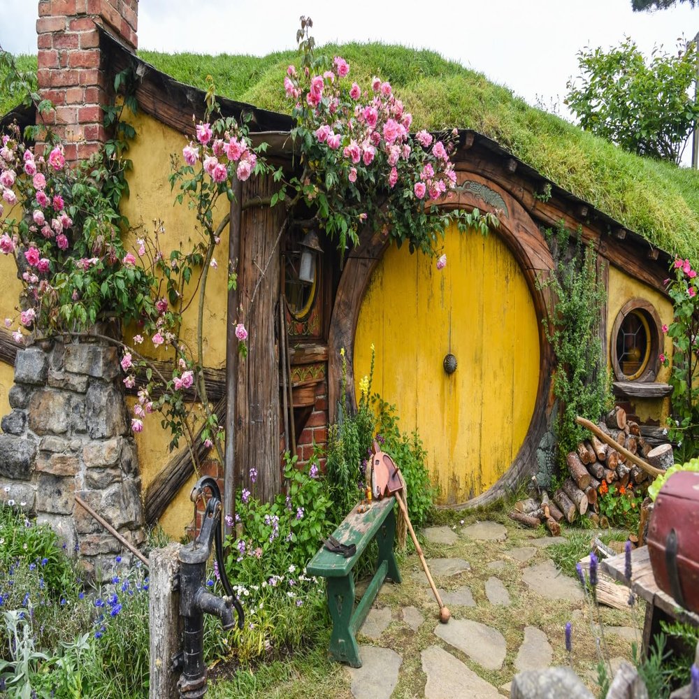 BELECO 12x10ft Fabric Hobbiton Cave Backdrop Matamata Rural House Green Grass Garden Living Home Cabin Background for Hobbit Ring Lord Fans Party Decorations Birthday Photoshoot Props