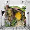 BELECO 12x10ft Fabric Hobbiton Cave Backdrop Matamata Rural House Green Grass Garden Living Home Cabin Background for Hobbit Ring Lord Fans Party Decorations Birthday Photoshoot Props view 4