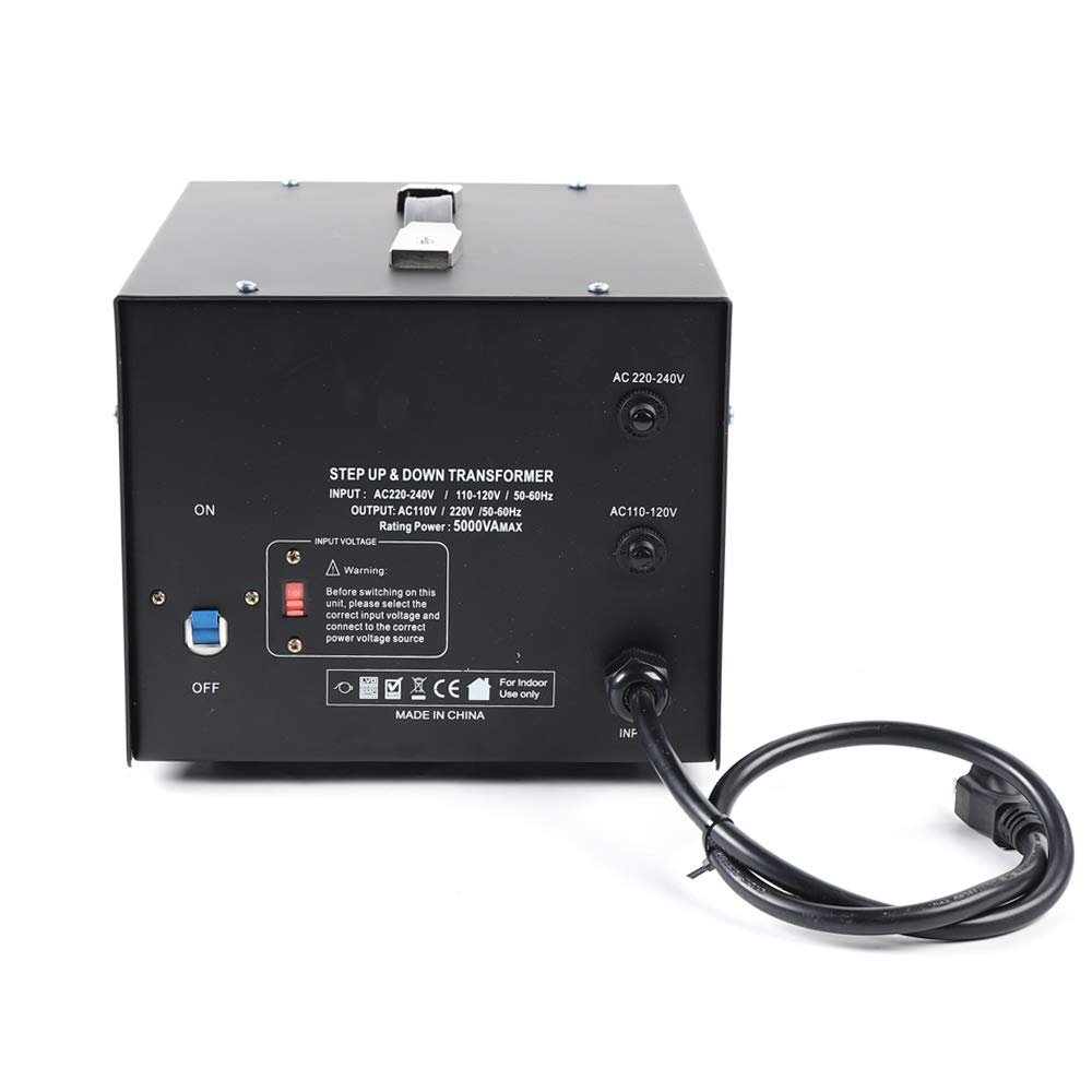 5000W Step Up/Down 110V 220V Power Voltage Converter Transformer, Household Industrial110V-120V/220V-240V Transformers Converter with 3 Jacks & Circuit Breaker Protection