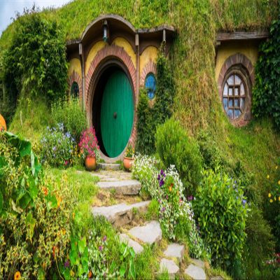 BELECO 6x4ft Fabric Hobbiton Cave Backdrop Fantasy Living House Rural Green Grass Garden for Hobbit Photography for Ring Lord Fans Themed Party Decorations Photo Props