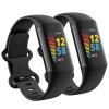 2 Pack Waterproof Bands Compatible with Fitbit Charge 5 / Fitbit Charge 6 for Women Men, Classic Soft Sports Replacement Wristbands for Women Men (Small 5.5''-7.8'', black/black) view 1