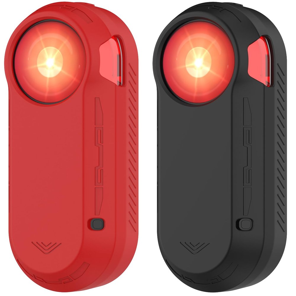 2Pack TenCloud Silicone Protective Case Compatible with Garmin Varia RTL515 Radar Bike Light Soft Shockproof Cover Ultra-Thin Bumper for Varia RTL515 Rearview Radar Tail Light (Black+Red)