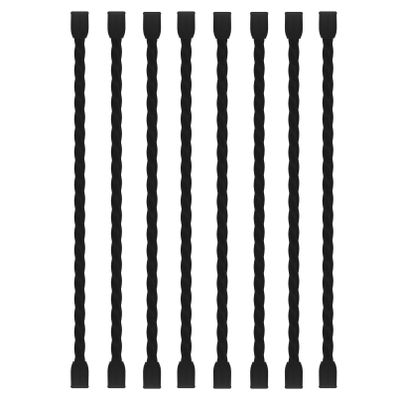 LOIUO 8PCS Silicone Cable Ties 6-Inch Reusable Twist Ties Steel-Core Cable Tie Straps Organizer All Purpose Bendable Cord Tie for Indoor Outdoor Bundling Holding Securing and Wrapping Cables (Black)