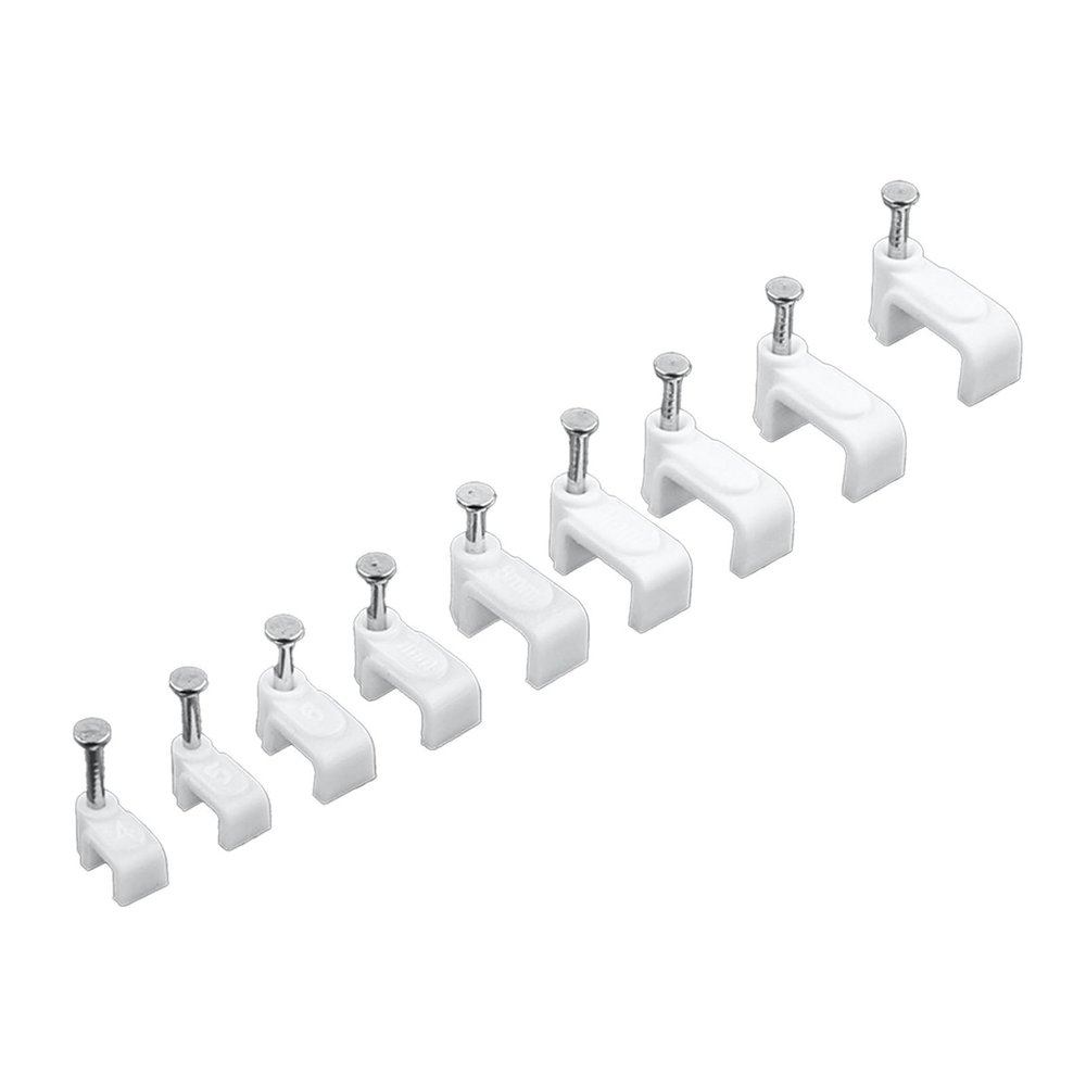 100PCS Flat Nail Clip Cable Clips 4mm/6mm/7mm/8mm/9mm/10mm/12mm/14mm Wire Management Electrical Cord Tie Holder Cable Clips (Color : 12mm)