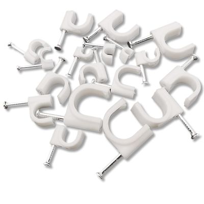 100Pcs Steel Nail Wire Clips Plastic Round Cable Fixed 4 5 6 7 8 9 10 12-25 Mm Cables Electrical Wires Tie Holder Clamps (Color : 16mm 100PCS)