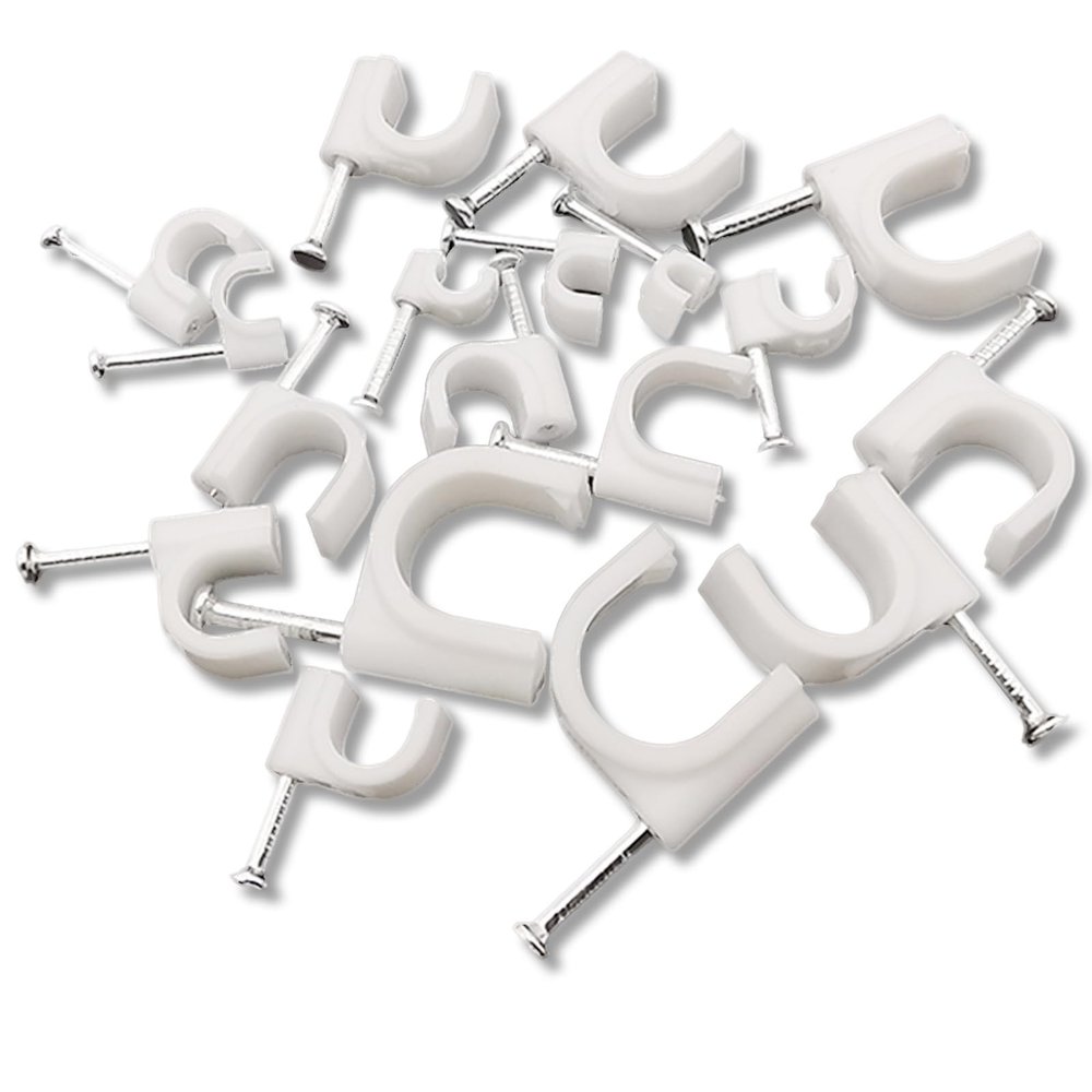 100Pcs Steel Nail Wire Clips Plastic Round Cable Fixed 4 5 6 7 8 9 10 12-25 Mm Cables Electrical Wires Tie Holder Clamps (Color : 16mm 100PCS)