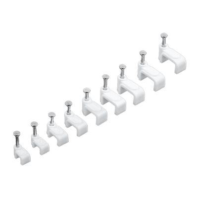 100PCS Flat Nail Clip Cable Clips 4mm/6mm/7mm/8mm/9mm/10mm/12mm/14mm Wire Management Electrical Cord Tie Holder Cable Clips (Color : 4mm)