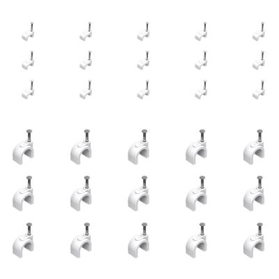 CLENEA 100pcs 8mm Steel Nail Wire Cable Clips Round U Type White for PC Power Cord Cable Wall Nail Network Cable (Size : Round 4mm)