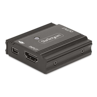 StarTech.com 33ft (10m) 8K 60Hz HDMI Signal Booster, Active HDMI 2.1 Inline Repeater and Video Signal Amplifier up to 8K 60Hz/4K 144Hz, Compact HDMI Cable Extender, TAA (33FT-8K-HDMI-BOOSTER)
