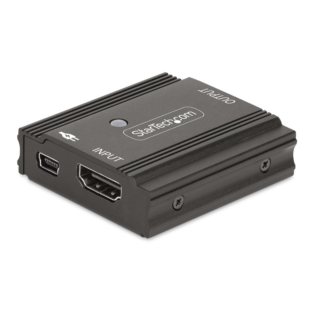 StarTech.com 33ft (10m) 8K 60Hz HDMI Signal Booster, Active HDMI 2.1 Inline Repeater and Video Signal Amplifier up to 8K 60Hz/4K 144Hz, Compact HDMI Cable Extender, TAA (33FT-8K-HDMI-BOOSTER)