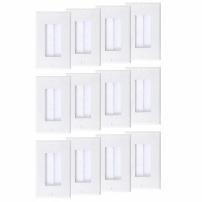 12 Pack Brush Wall Plates, Cable Pass Through Insert for Wires, In-Wall Cable Management for HDTV, HDMI, Network, Ethernet, Home Theater Speaker Systems