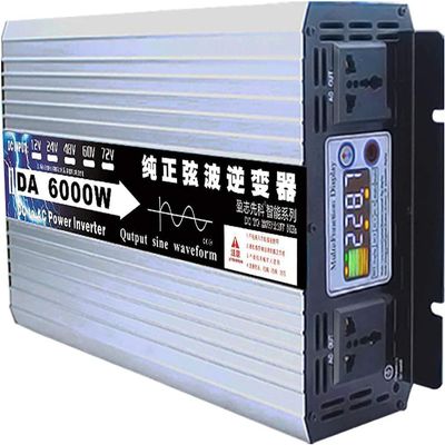 6000W/8000W Pure sine Wave Inverter DC 12V 24V 48V 60V 72V to AC110V 120V 130V Power Converter, LCD Screen Dual Socket on-Board Inverter Voltage Transformer (12Vto110V,6000W)