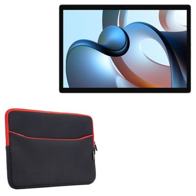 BoxWave Case Compatible with Xiaomi Book S (12.4 in) - SoftSuit with Pocket, Soft Pouch Neoprene Cover Sleeve Zipper Pocket - Jet Black with Red Trim