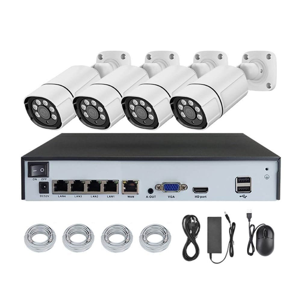 AKAVIG 4K Poe Security Camera System, 4CH 8MP H.265+ Cameras NVR Kit with with Audio Recording, Night Vision, Motion Detection, HD POE Surveillance NVR Kit for Indoor and Outdoor