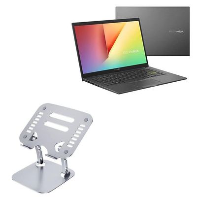BoxWave Stand and Mount Compatible with ASUS Vivobook 14 (S413) - Executive VersaView Laptop Stand, Ergonomic Adjustable Viewing Angle Metallic Riser - Metallic Silver