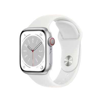 Apple Watch Series 8 (GPS + Cellular, 41mm) - Silver Aluminum Case with White Sport S/M Band (Renewed Premium)