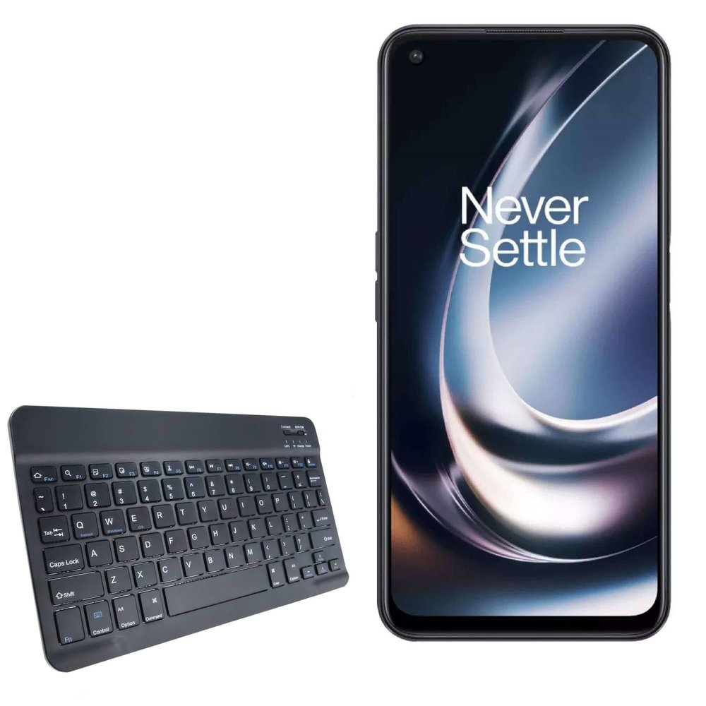 BoxWave Keyboard Compatible with OnePlus Nord CE 2 Lite 5G - SlimKeys Bluetooth Keyboard, Portable Thin with Chiclet-Style Keys - Jet Black