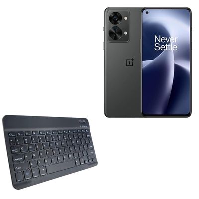 BoxWave Keyboard Compatible with OnePlus Nord 2T - SlimKeys Bluetooth Keyboard, Portable Thin with Chiclet-Style Keys - Jet Black