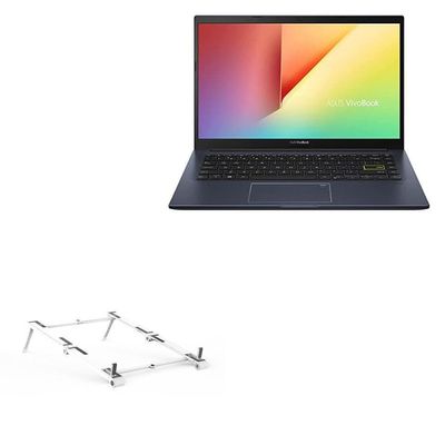 BoxWave Stand and Mount Compatible with ASUS Vivobook 14 (M413) - Pocket Aluminum Stand 3-in-1, Portable Multi Angle Viewing Riser - Metallic Silver