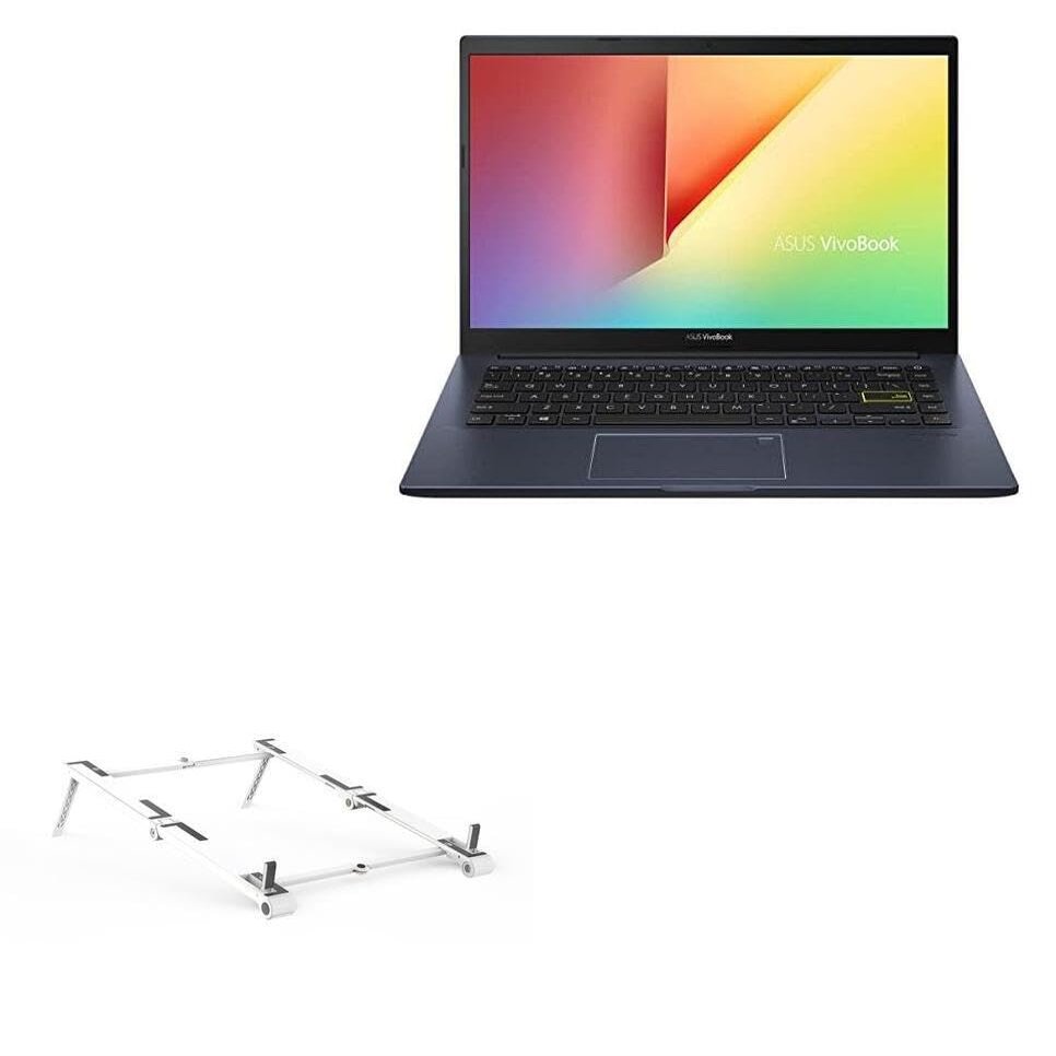 BoxWave Stand and Mount Compatible with ASUS Vivobook 14 (M413) - Pocket Aluminum Stand 3-in-1, Portable Multi Angle Viewing Riser - Metallic Silver