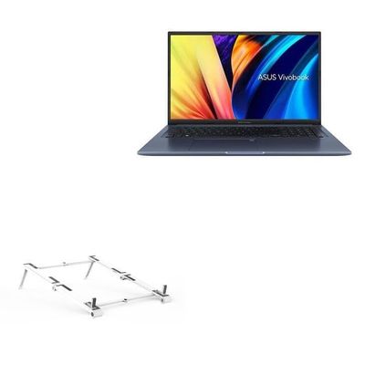BoxWave Stand and Mount Compatible with ASUS Vivobook 17X (S1703) - Pocket Aluminum Stand 3-in-1, Portable Multi Angle Viewing Riser - Metallic Silver
